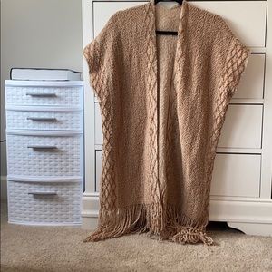 Tan sleeveless cardigan